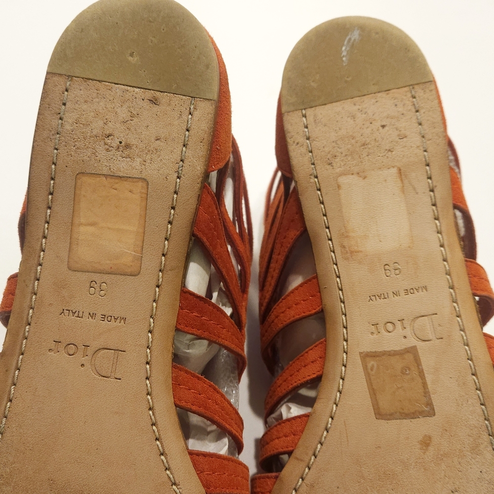 Dior Gladiator Sandal Flats Suede Leather Size 8.5, 39 Vermillion Orange - Picture 14 of 16